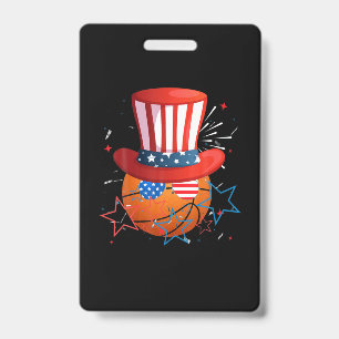 Crachá Engraçado Em 4 De Julho Para Jogadores De Basquet