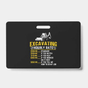 Crachá Engraçado Escavando Máquina Escavadora De Taxa H