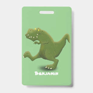Crachá Engraçado humor de desenho animado de T rex dinoss