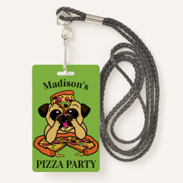 Crachá Engraçado Pizza Pug crachás de texto personalizado