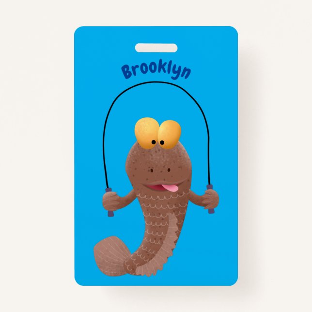 Crachá Engraçado saltando desenho de peixe (Frente)