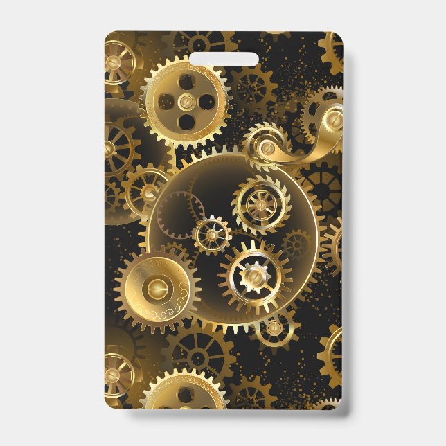 Crachá Engrenagens de latão Steampunk perfeitas (Frente)