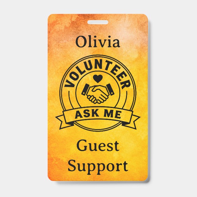 Crachá Equipe de Eventos de Voluntários Personalizados (Frente)
