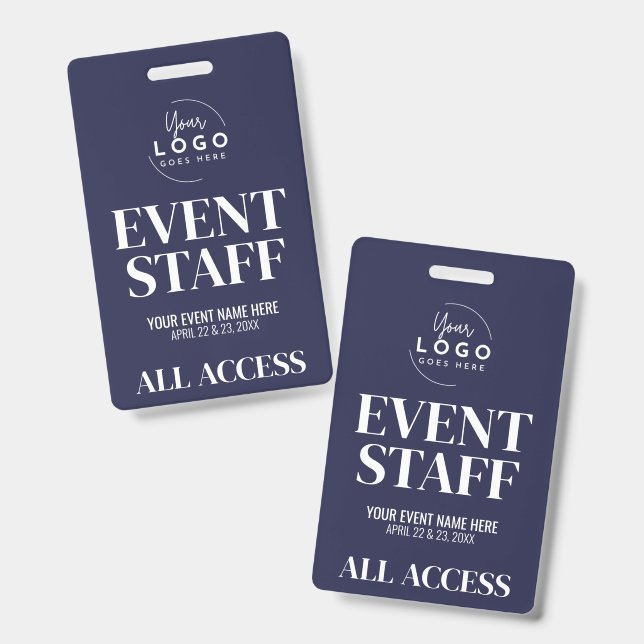 Crachá Equipe de Eventos VIP de Acesso Total Logo (Frente e verso)