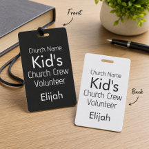 Equipe de Igreja KIDS Voluntário Nome Preto Branco
