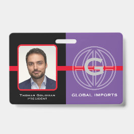 Crachá Equipe de Monograma Global Moderno