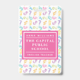 Crachá Escola Primária Colorida Professora de Matemática