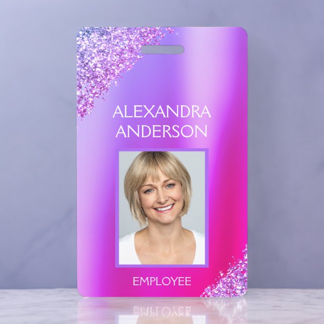 Crachá Escritório do Office com Brilho Rosa Roxo (Criador carregado)
