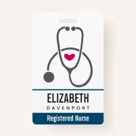 Crachá Estetoscópio de Enfermagem de Cinzas Simples