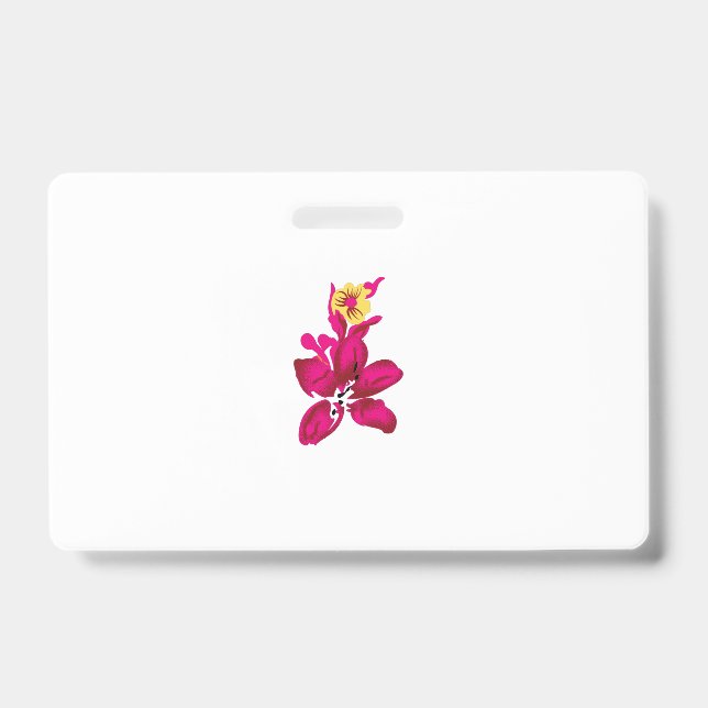 Crachá Estilo Floral, ArtyClick Carmesim, Dourado Claro (Frente)
