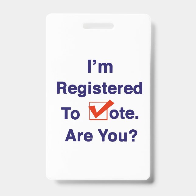 Crachá Estou Registrado para Votar 2026 (Frente)