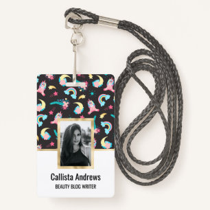 Crachá Estrelas Florais do Arco Arco-Íris, Preto-Cor-de-R