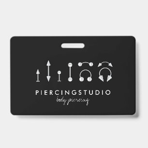 Crachá Estúdio de Tatuagem Piercing Prata Cinza Preto