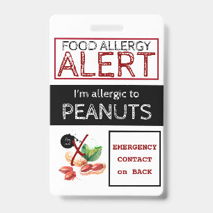 Crachá Etiqueta de Alerta de Alergia à Comida de amendoim