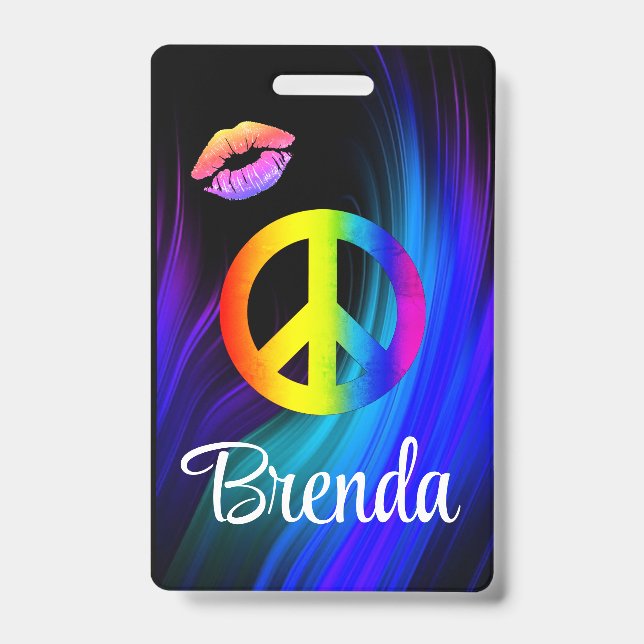 Crachá Etiqueta de lábios de Paz (Frente)