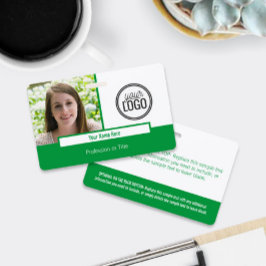 Crachá Etiqueta de Nome de Foto com Bloco de Cor Verde Mo