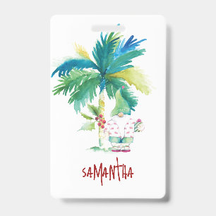 Crachá Etiquetas de Natal para Praia Tropical