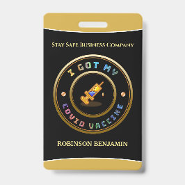 Crachá Eu Recebi Meu Logotipo de Negócios de Vacina contr