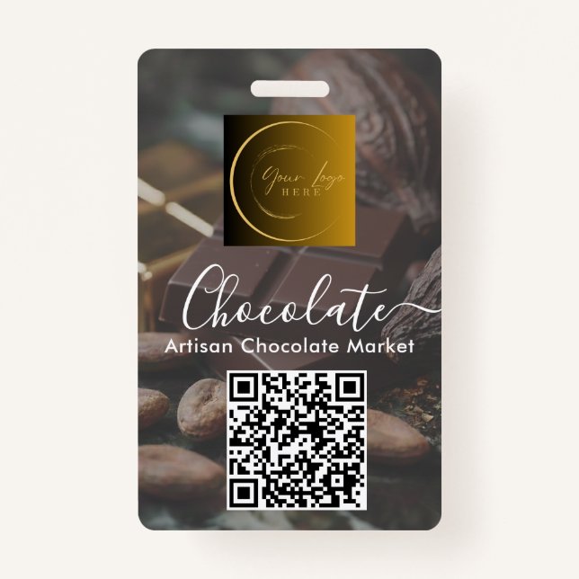 Crachá Event Staff Photo Qr Code Logo Chocolate Festival (Verso)