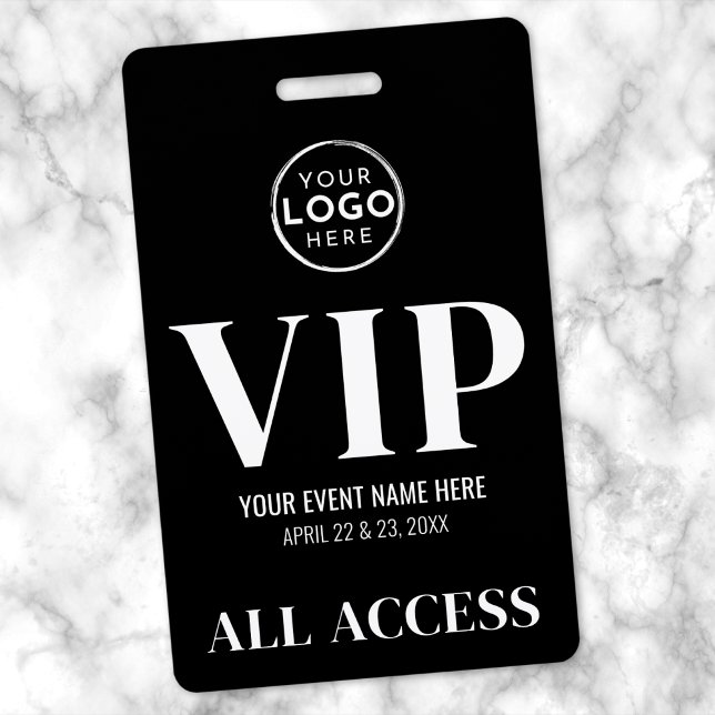 Crachá Evento de Acesso Total VIP Logo Preto (VIP Logo Black All Access Event Badge)