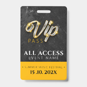 Crachá Evento de Acesso VIP Exclusivo