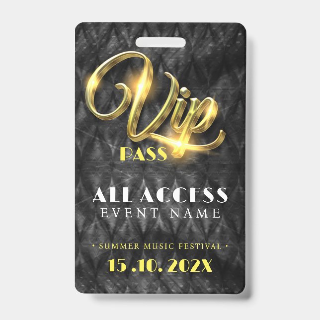 Crachá Evento de Acesso VIP Exclusivo (Frente)