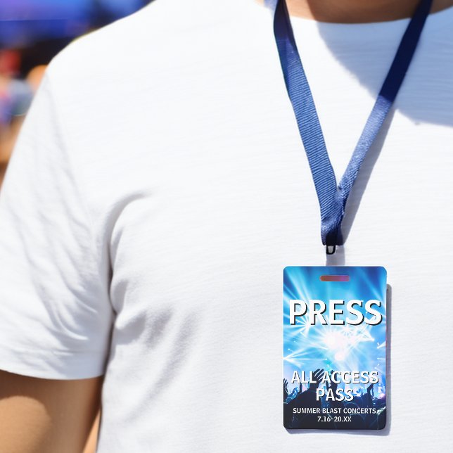 Crachá Evento de Concerto PRESS All Access Pass (PRESS All Access Pass Concert Event Badge)