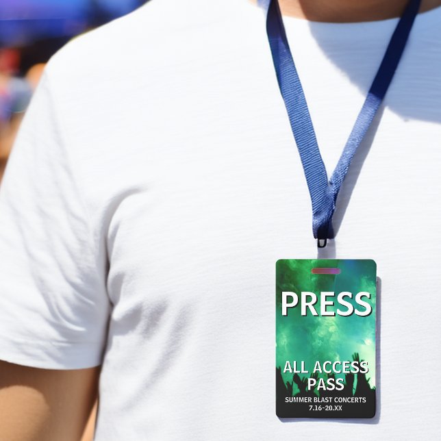 Crachá Evento de Concerto PRESS All Access Pass (PRESS All Access Pass Concert Event Badge)