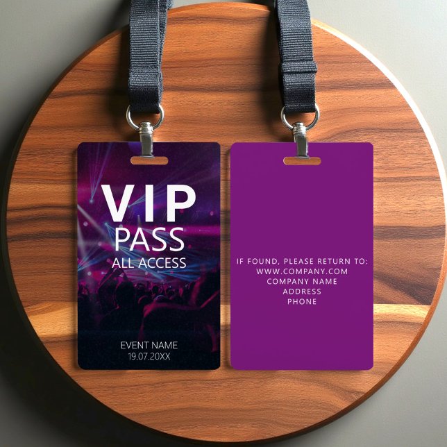 Crachá Evento de Concerto VIP com Acesso Total Personaliz (Criador carregado)