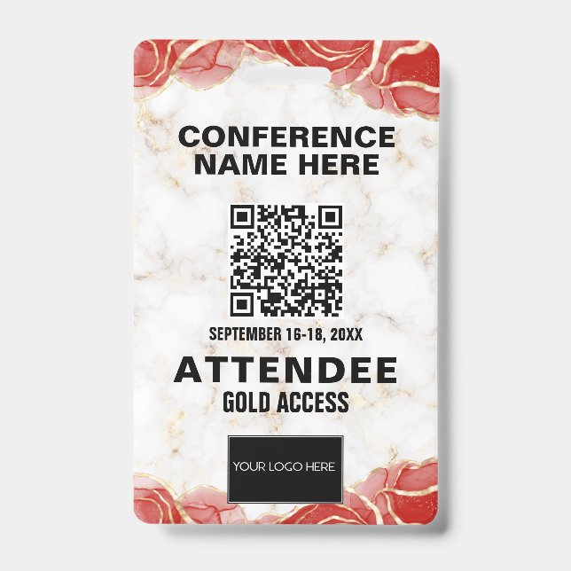 Crachá Evento de Conferência do Código QR do Marble Doura (Frente)