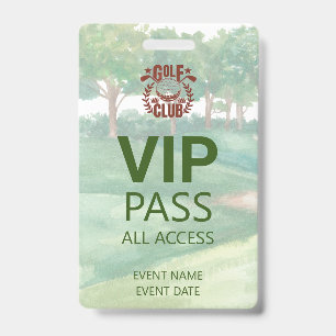 Crachá Evento de Logotipo da Liga de Golf do VIP PASS