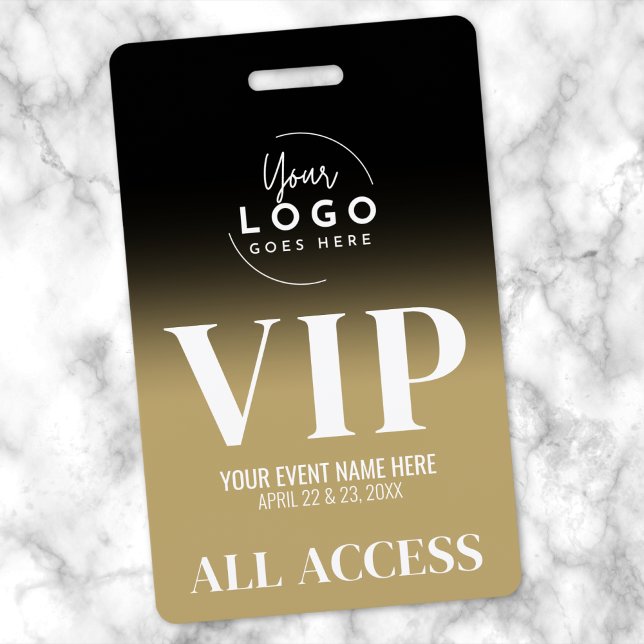 Crachá Evento de Passagem de Acesso Total Gold VIP (Custom Logo Elegant Black Gold VIP Badge)