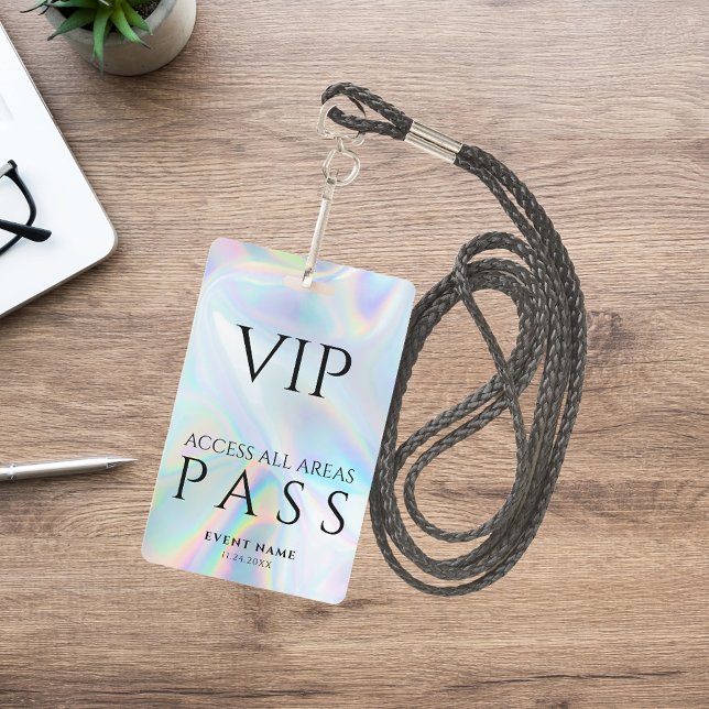 Crachá Evento de Passagem de Acesso Total VIP Holográfico (Modern VIP Pass ID Holographic Card)