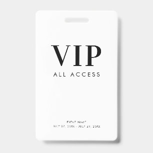 Crachá Evento de Passagem de Acesso Total VIP Minimalista
