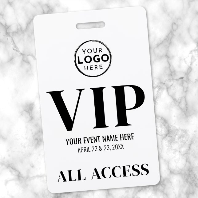 Crachá Evento de Todo o Acesso ao Logotipo VIP (VIP Logo All Access Event Badge)