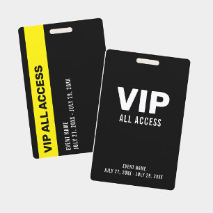 Crachá Evento Preto Simples VIP Todos os Eventos de Acess