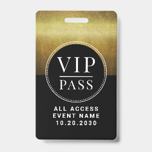 Crachá Evento VIP de Acesso Total Falso Antigo Dourado