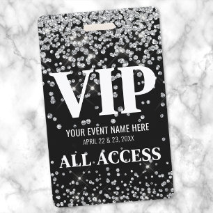 Crachá Evento VIP Silver Glitter