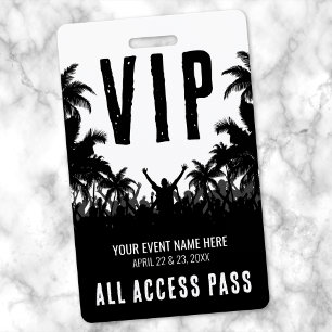 Crachá Evento VIP Tudo Acesso Preto Branco