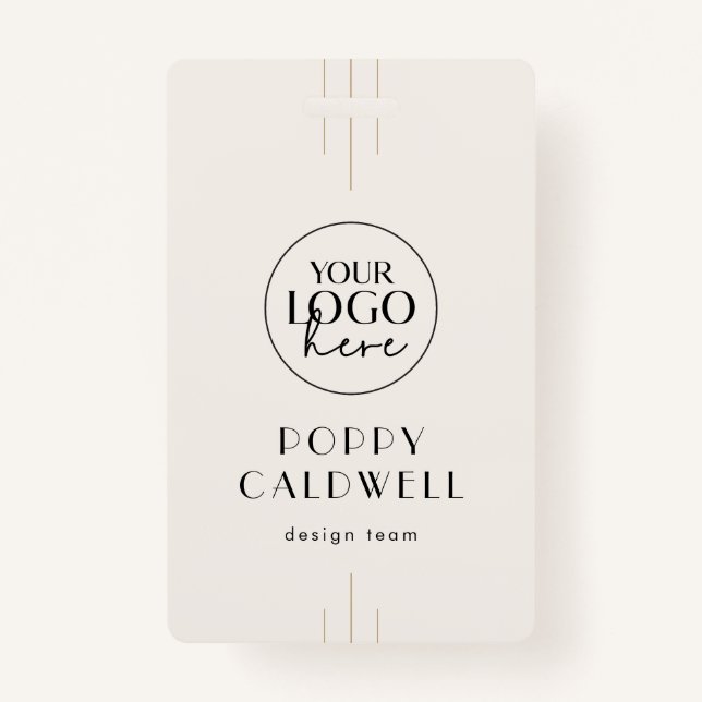 Crachá EVERLY Ivory Black Logo QR Code Employee ID Card (Frente)