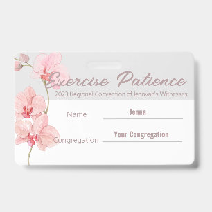Crachá Exercite Paciência Nome Personalizado na Convenção