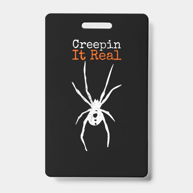 Crachá Fantasia engraçada de Halloween - Aranha Assustado (Frente)