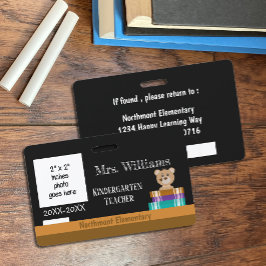 Crachá Faux Chalkboard Early Ed Teacher Photo ID