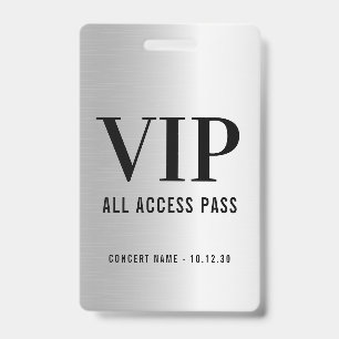 Crachá Faux Silver do Concert de acesso com VIP personali