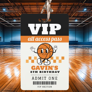 Crachá Favor de Aniversário Personalizado de Basquete Ret
