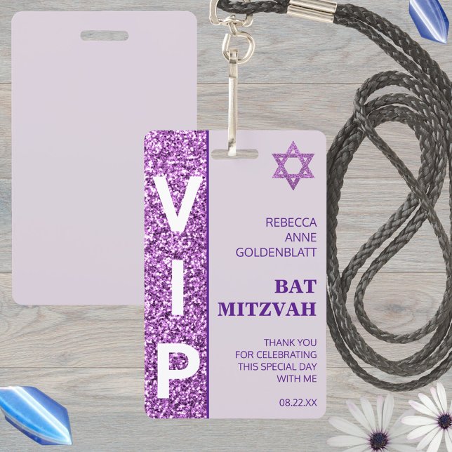 Crachá Favor do Partido do VIP Bat Mitzvah, Único, Glam P (Custom VIP pass badges are so fun for a Bat Mitzvah party and make unique party favors)