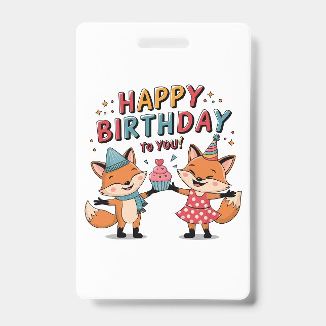 Crachá Feliz Aniversário Raposas (Frente)
