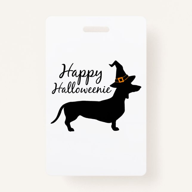 Crachá Feliz Halloweenie Dachshund Dog Halloween Bruxelle (Frente)