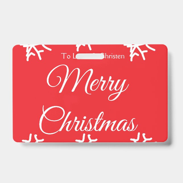 Crachá Feliz Natal adicionar nome texto presente personal (Frente)