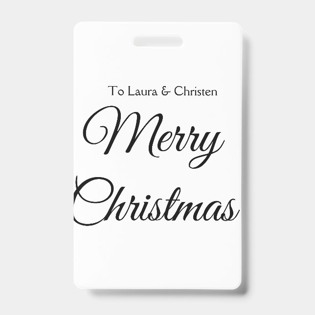 Crachá Feliz Natal adicionar nome texto presente personal (Frente)
